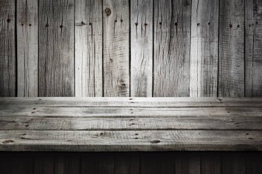 Ürünün, eski koyu ahşap perspektif iç gri ahşap masa