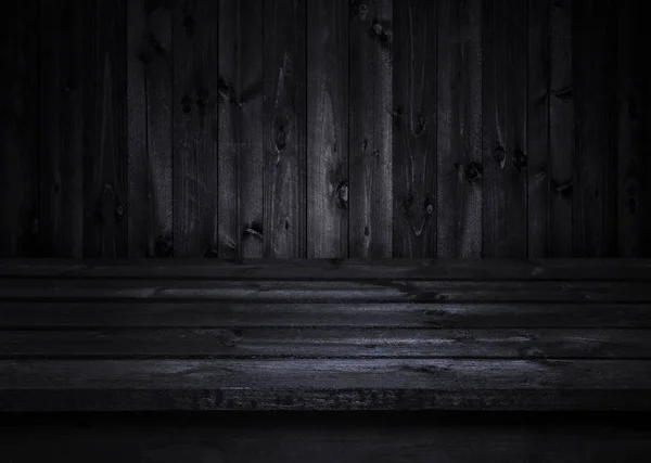 Dunkler Holztisch, schwarzer Holzperspektivenhintergrund für das aktuelle Produkt — Stockfoto