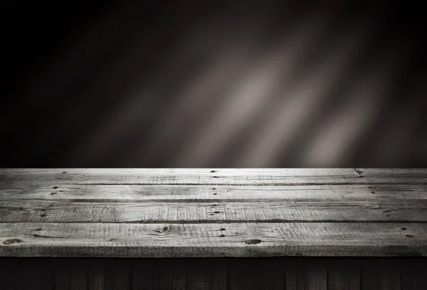 Dunkler Holztisch, schwarzer und grauer Holzperspektivenhintergrund für das aktuelle Produkt — Stockfoto