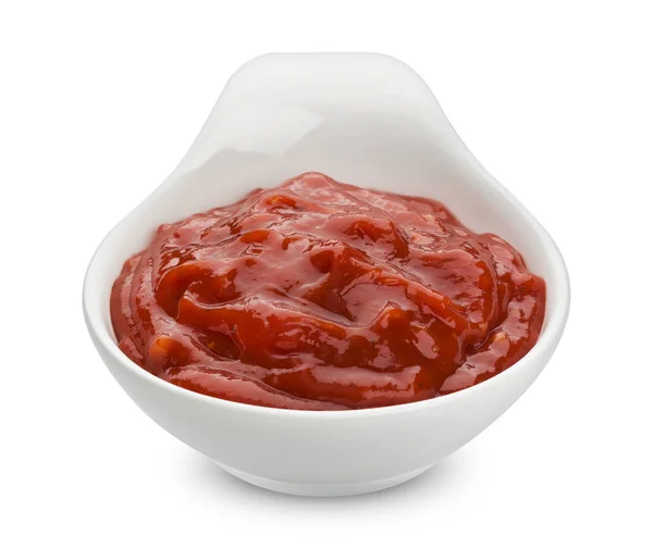 Ketchup. Molho de tomate isolado no fundo branco — Fotografia de Stock