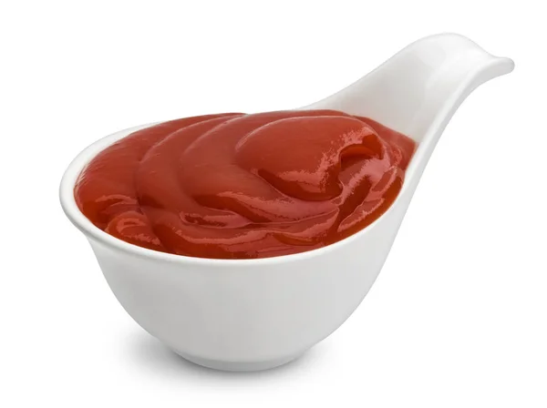 Kom van ketchup geïsoleerd op witte achtergrond — Stockfoto