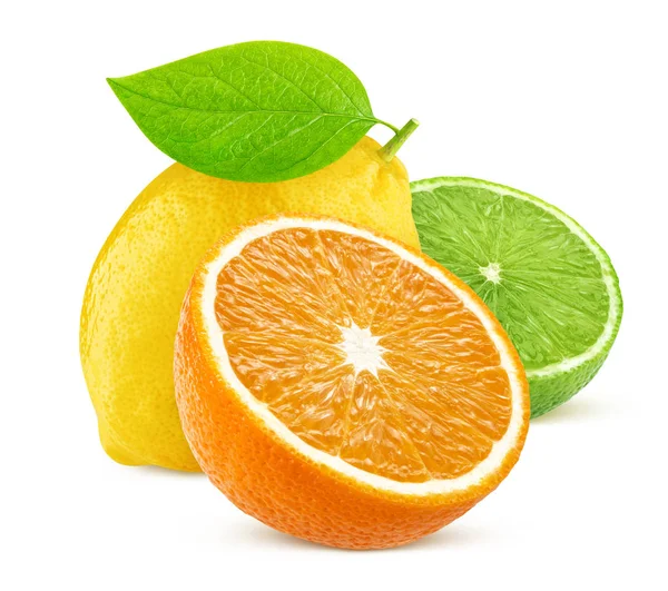 Elszigetelt citrusfélék. Citrom és lime orange elszigetelt fehér background — Stock Fotó