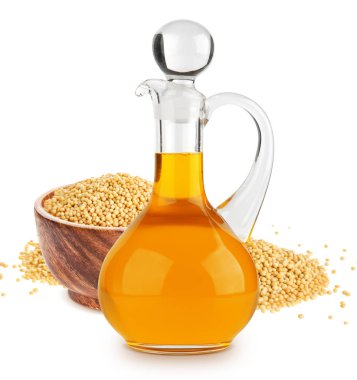 Hardal yağı beyaz arka plan üzerinde izole