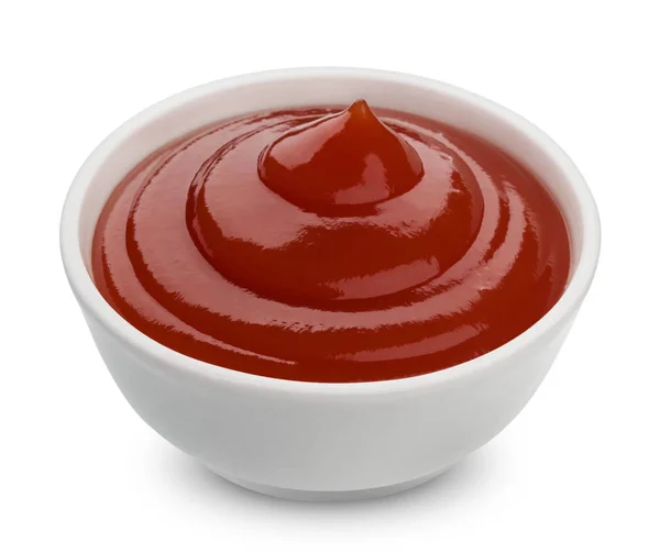 Skål med ketchup isolerad på vit bakgrund — Stockfoto