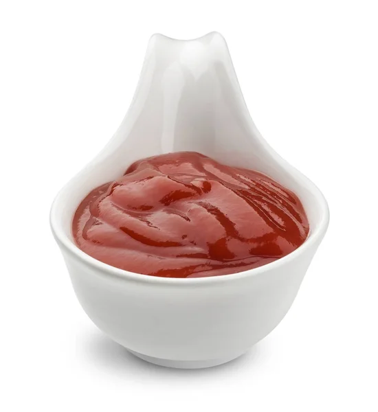 케첩 토마토 소스 흰 배경에 고립의 그릇 — 스톡 사진