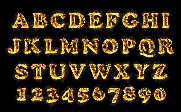 Φωτιά γραμματοσειρά συλλογή, αλφάβητο της φλόγας. — Φωτογραφία Αρχείου