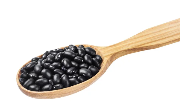 Černé fazole v vařečka izolovaných na bílém poza — Stock fotografie