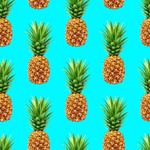 Ananas wzór na tle niebieskie lato, do użytku na wydrukach — Zdjęcie stockowe