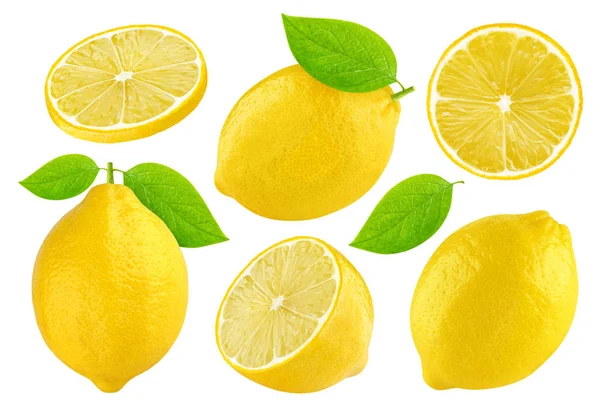Colección de frutas de limón aisladas sobre fondo blanco con palmadita de recorte — Foto de Stock