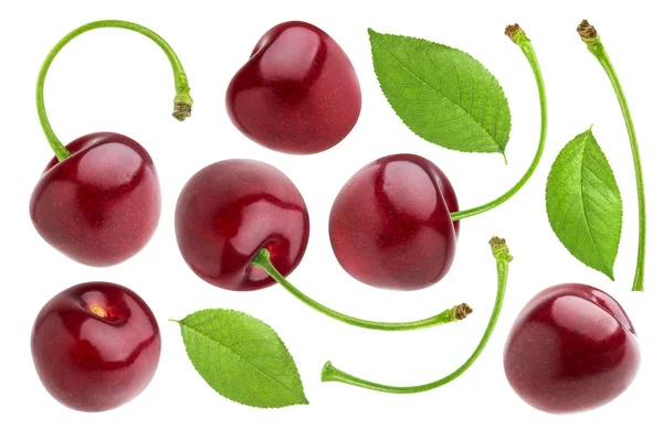 Cherry terisolasi pada latar belakang putih. Koleksi ceri — Stok Foto