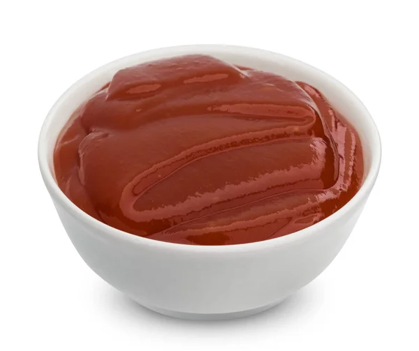 Cuenco de ketchup aislado sobre fondo blanco — Foto de Stock