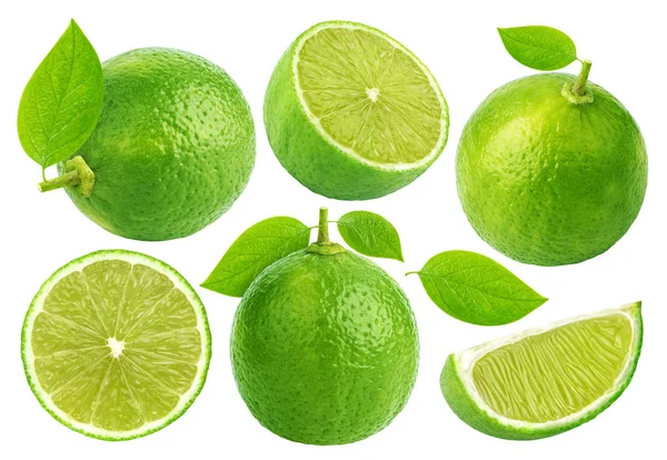 Limão isolado sobre fundo branco. Recolha — Fotografia de Stock