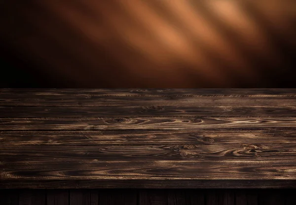 Masa din lemn inchis, interior din lemn maro — Fotografie, imagine de stoc