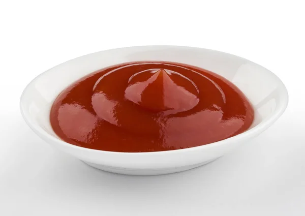 Pequeña porción de ketchup, salsa de tomate aislada sobre fondo blanco — Foto de Stock