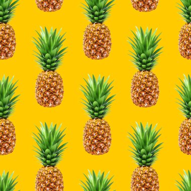 Ananas Dikişsiz desen sarı yaz zemin üzerine