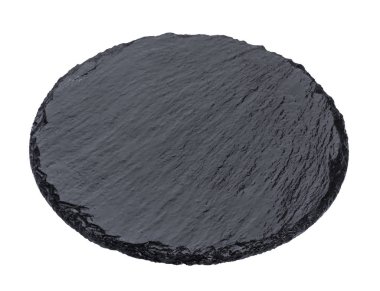 Doğal siyah arduvaz izole üzerinde beyaz arka plan yapılmış plaka