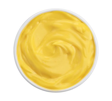 Beyaz arka plan üzerinde üstten görünüm izole mayonez