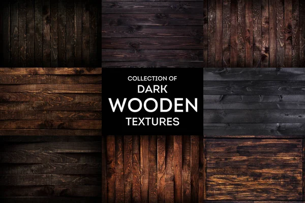 Dark wooden background or texture with natural pattern, collection — Stock Photo, Image
