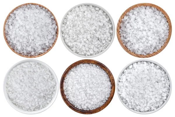 Top view of sea salt isolated on white background — Stock Photo, Image