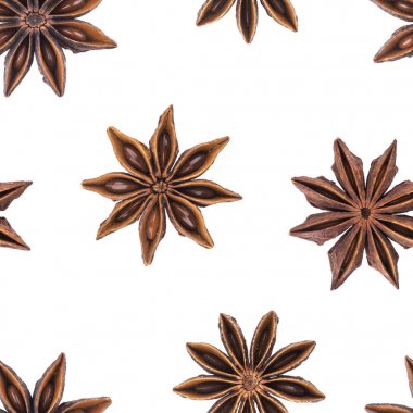 Beyaz arka plan üzerinde seamless modeli izole anasonu baharat