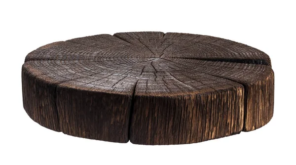 Wooden stump. Dark wooden cutting board — Stock Photo, Image