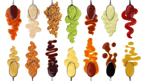 Beyaz arka plan üzerinde izole farklı sos