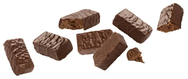 Doces cobertos de chocolate isolados em fundo branco — Fotografia de Stock