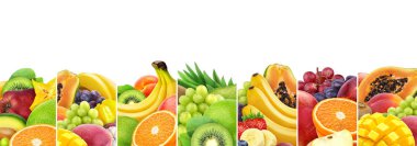 Kopya alanı ile beyaz arka plan üzerinde izole meyve kolaj