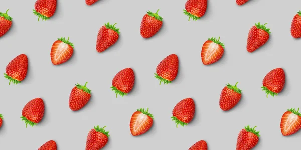 Strawberry seamless pattern, top view, flat lay