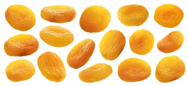 Collection of dried apricots isolated on white background — Stock Photo, Image