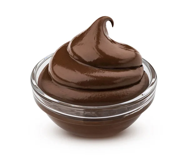 Tigela de creme de chocolate isolado no fundo branco — Fotografia de Stock