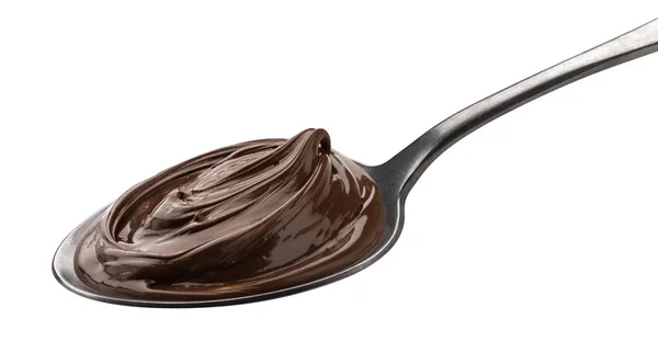 Coklat krim dalam sendok terisolasi pada latar belakang putih — Stok Foto