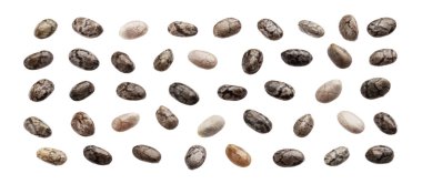 Close up of chia seeds isolated on white background