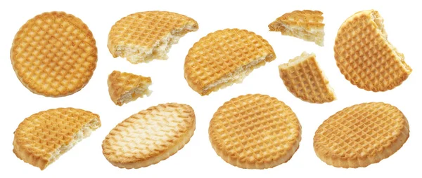 Coleção Biscoitos Manteiga Biscoitos Isolados Fundo Branco Com Caminho Recorte — Fotografia de Stock