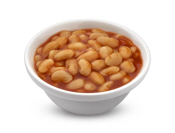 Pečené fazole v rajčatové omáčce izolované na bílém pozadí — Stock fotografie