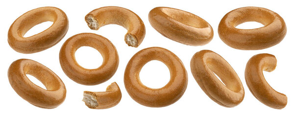Russian bagels, bread rings isolated on white background