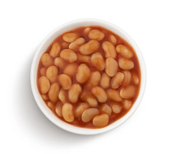 Baked beans in tomato sauce isolated on white background — Stock Photo, Image