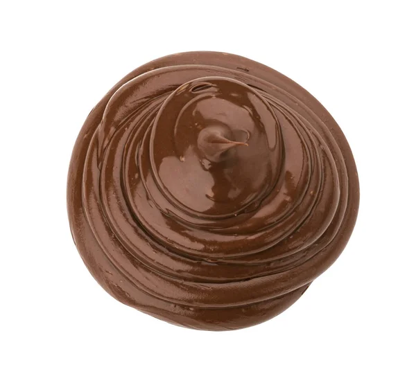 用白色、顶部视图隔离的巧克力奶油 — 图库照片