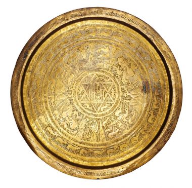 Antik Bronz tepsi. Yahudi Kültür, insanlar. El yapımı, chasi