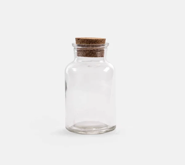 Vaso di vetro vuoto tappo di sughero chiuso — Foto Stock