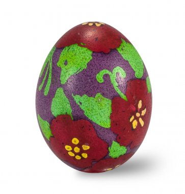 El boyalı Paskalya yortusu yumurta clippi ile beyaz arka plan izole