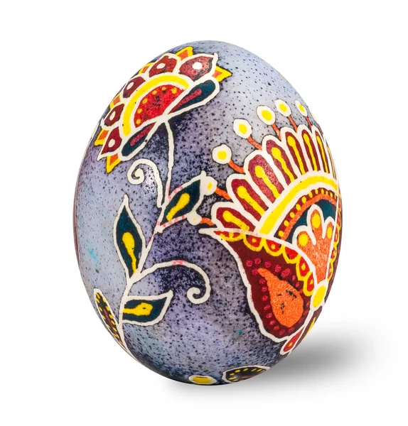 Ručně Malované Velikonoční Vajíčko Bílém Pozadí Ořezovou Cestou Samostatný — Stock fotografie