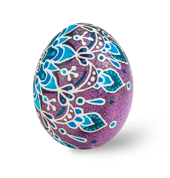 Ručně malované velikonoční vajíčko izolován v bílém pozadí s clippi — Stock fotografie