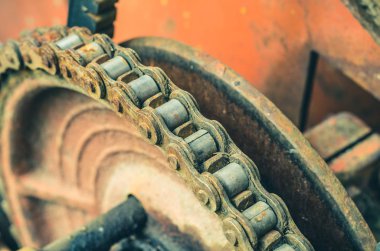 Eski makine korozyon closeup altında kırık parçaları. Eski tekniği