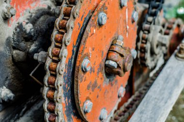 Eski makine korozyon closeup altında kırık parçaları. Eski tekniği