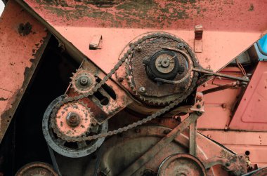 Eski makine korozyon closeup altında kırık parçaları. Eski tekniği
