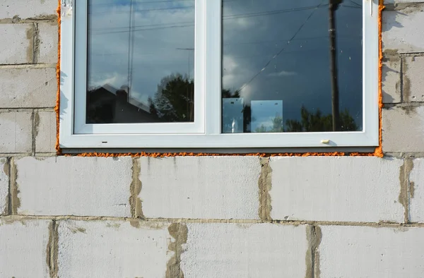Fenstereinbau Und Ersatzdetails Fensterbau Mit Isolierung Zum Energiesparen — Stockfoto