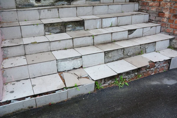 Gefahr Kaputte Haustreppen Freien Beschädigtes Treppenhaus — Stockfoto