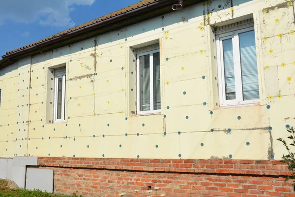 Isolamento Termico Della Casa Esterno Isolamento Della Parete Della Facciata — Foto Stock