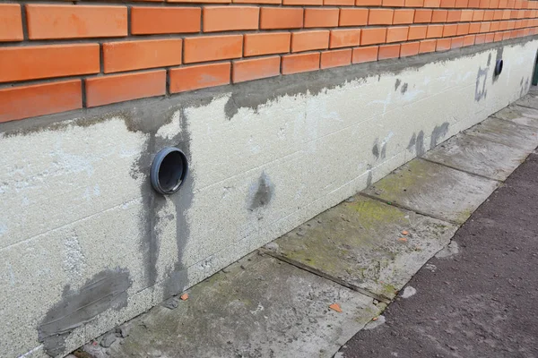 Casa Fundación Aislamiento con espuma de poliestireno Junta. Aislamiento térmico . — Foto de Stock